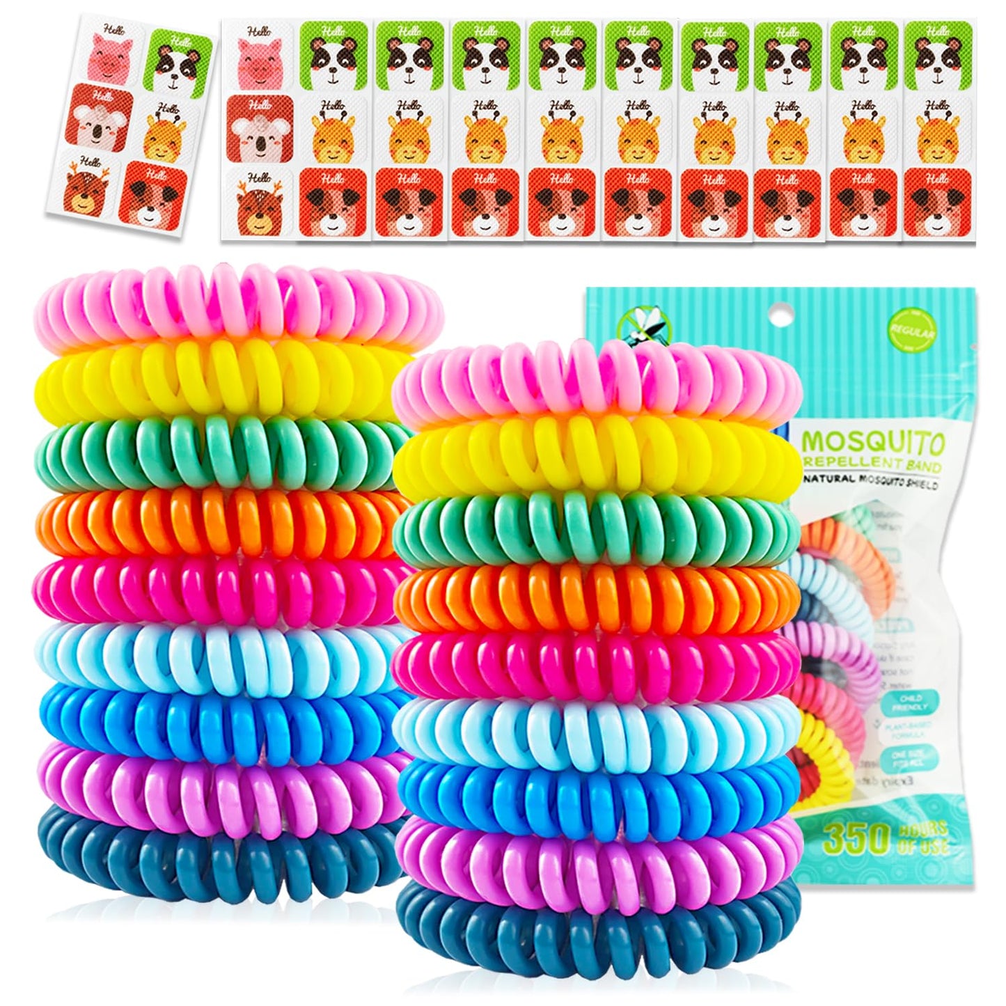 18 Pack Mosquito Repellent Bracelets, DEET-Free Insect & Bug Repellent Wrist Bands with 60 Pack Smile Mosquito Patches for Kids & Adults Outdoor Camping Fishing Traveling