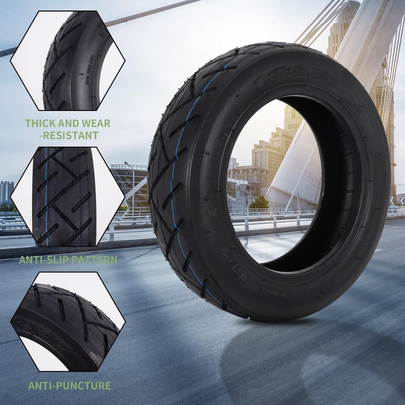 RUTU 10 x 2.50 Tire and Inner Tube Set Replacement for Self Balancing Electric Scooter, 10 Inch Inner Tube Fits 36v 48v 400w 500w 800w Hub Motor Mijia M365