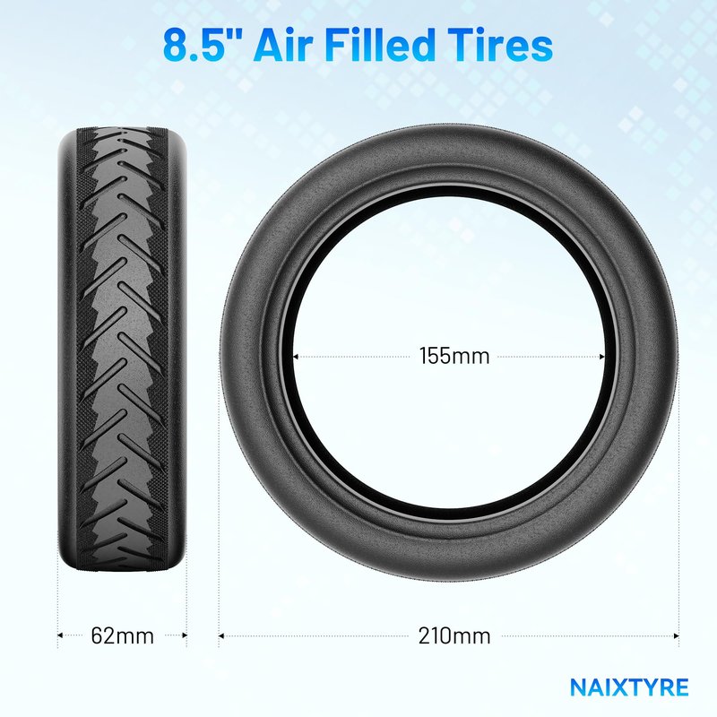 NAIXTYRE 8.5 inch Tires and Inner Tubes,Replacement Wheels for 50/75-6.1 Electric Scooter tires, Suitable for Most Scooters Gotrax Gxl V2/Xiaomi M365,8.5x2 Electric Scooter Tire,(2 Set)