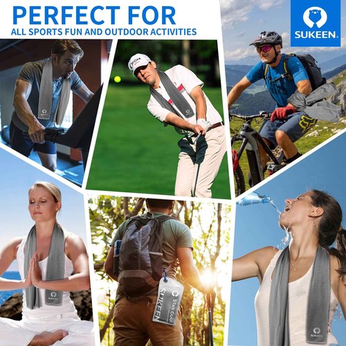 Sukeen 12pack Cooling Towel (40"x12") Bulk Ice Towel,Soft Breathable Chilly Towel,Microfiber Towel for Yoga,Sport,Running,Gym,Workout,Camping,Fitness,Workout & More Activities