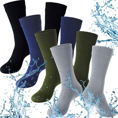 Jiuguva 4 Pairs Waterproof Socks Unisex Waterproof Breathable Outdoor Hiking Wading Fishing Socks for Men Women(Medium,4 Colors)