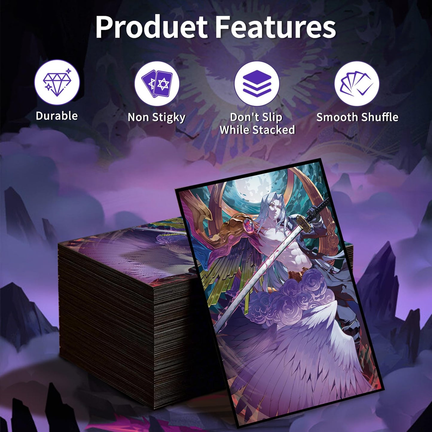 MTG Card Sleeves(Half Human,Half Angel), Clear Front & Matte Back, Smooth Shuffle, Art Card Sleeves Deck Protector