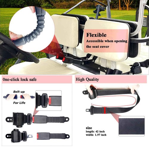 AIWEILUCK Golf Cart Retractable 4 Passengers 42" Seat Belts with Belt Bracket Kit for Yamaha Club Car DS Precedent EZGO TXT RXV
