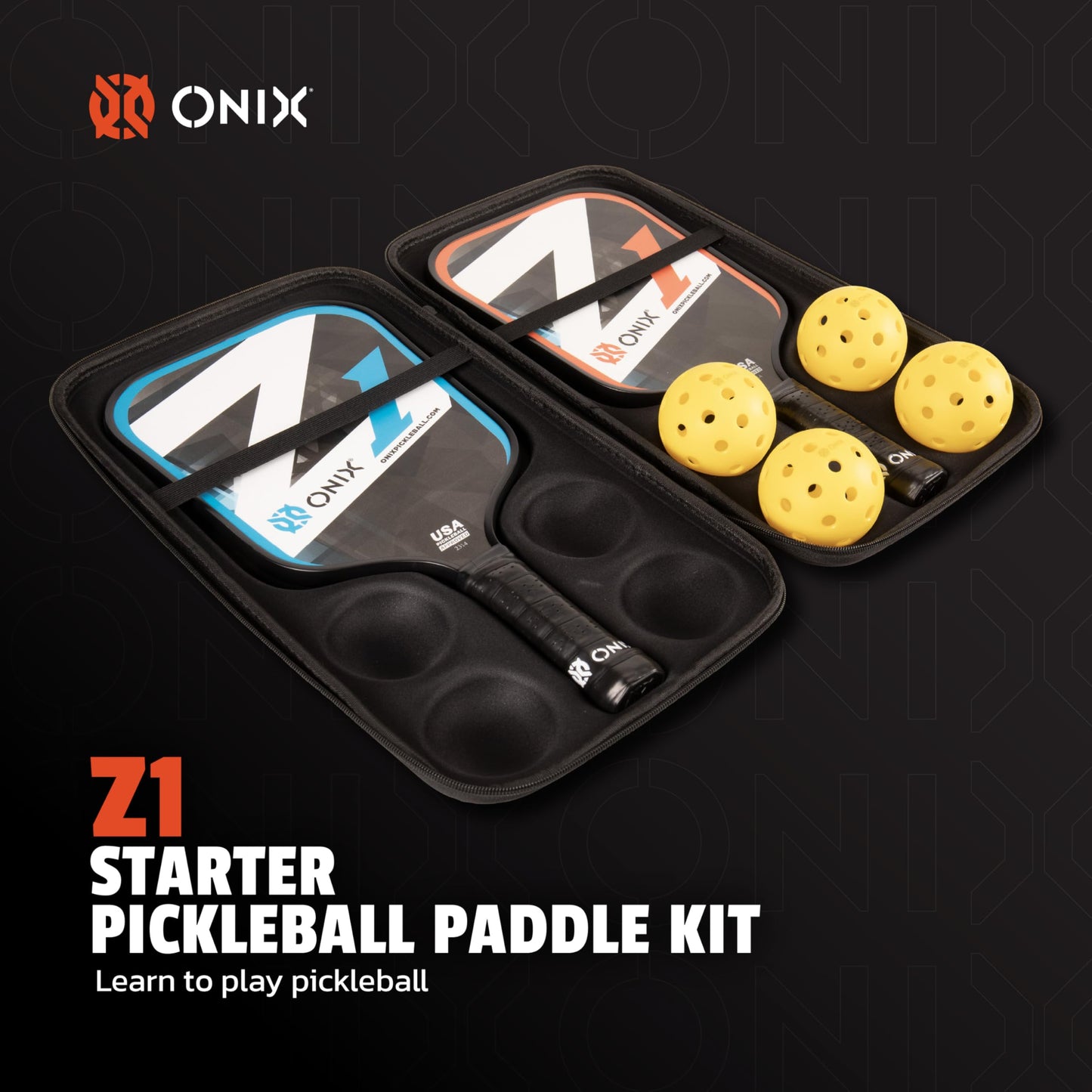 Onix Z1 Pickleball Starter Kit - Includes Two Z1 Composite Pickleball Paddles with Four Onix Fuse Balls in an Easy to Carry Case