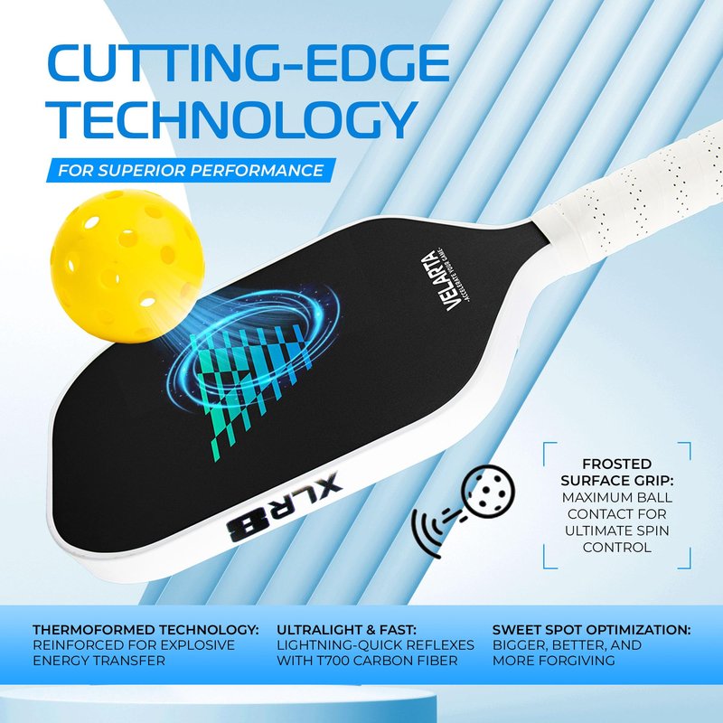 Velarta Professional Pickleball Paddles – White Best Pickleball Paddle - Pickleball Paddles Carbon Fiber T700 - USAPA Approved - 16mm Paddle Racket for Enhanced Control - Paddle Rackets for Adults