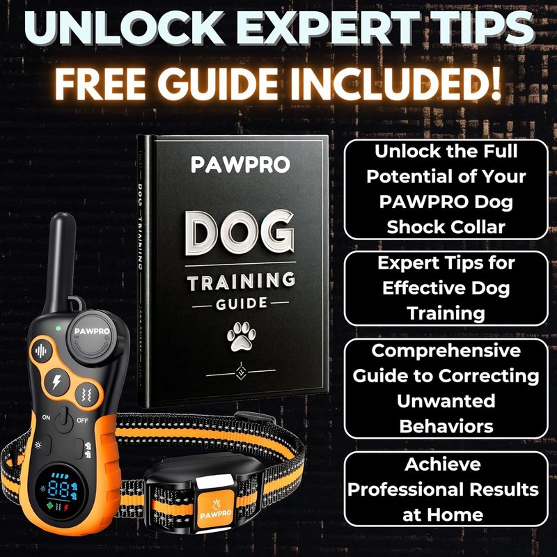 Dog Shock Collar - 4-Mile Remote Range, Waterproof & Rechargeable | 124 Training Levels, Night-Light Mode