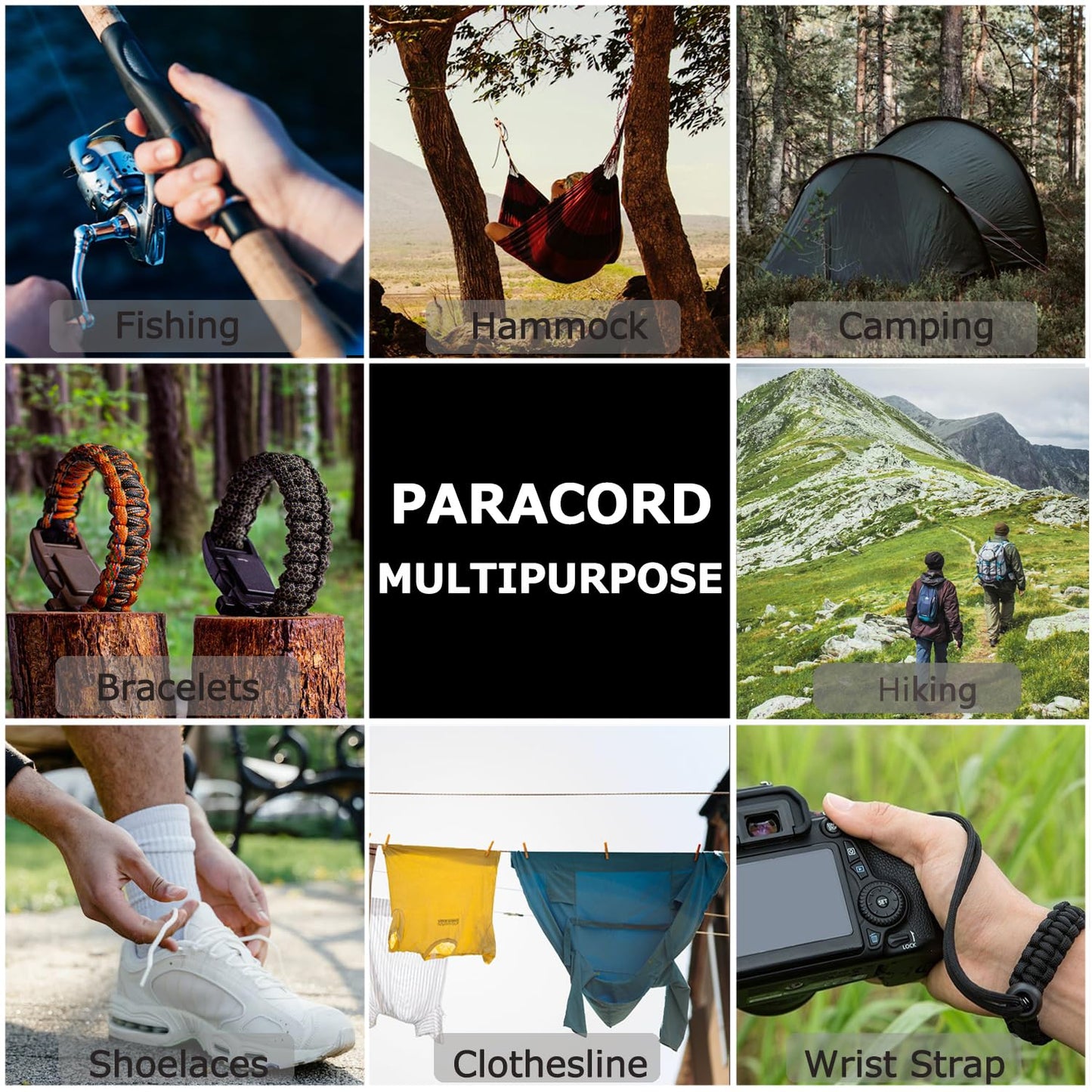 LUYADIN Paracord 240lb - Diameter 2mm Micro Utility Cord -3 Strand Parachute Spool Cord - 100ft 200ft,Paracord for Camping,Hiking,Fishing,Outdoor and DIY