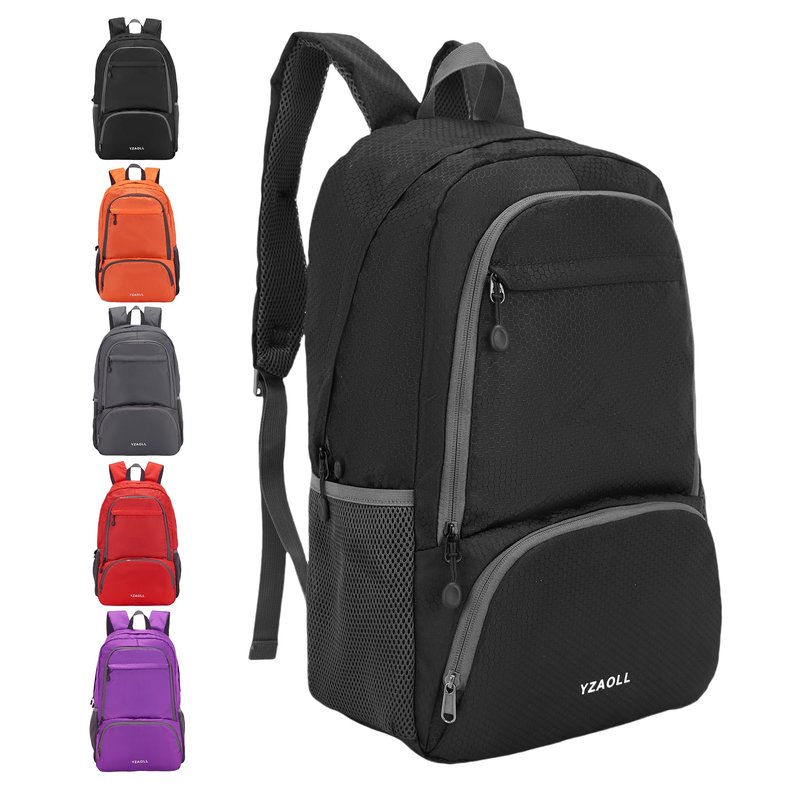 YZAOLL 30L Hiking Backpack Lightweight Day Packs, Packable Backpack for Women Men Travel Camping Vacation,Black
