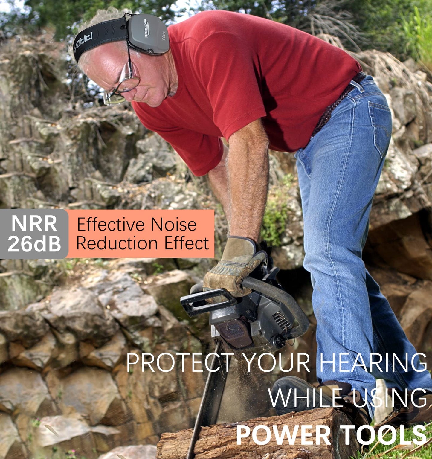 PROHEAR 016 Ear Protection Safety Earmuffs for Shooting, NRR 26dB Noise Reduction Slim Passive Hearing Protector with Low-Profile Earcups, Compact Foldable Ear Defenders for Gun Range, Hunting,Grey