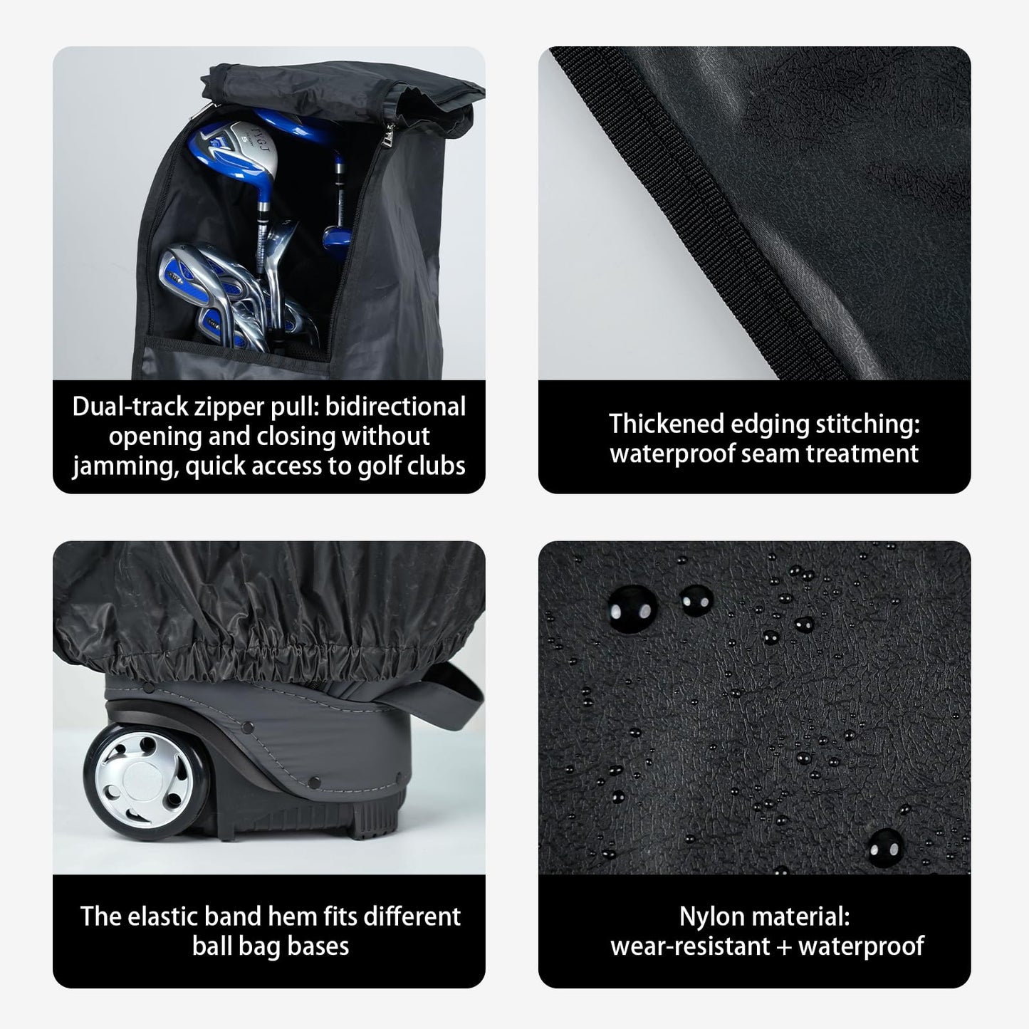 GMFanwu Golf Bag Rain Cover Waterproof, Heavy Duty Nylon Golf Bag Cover, Full Protection Against Rain & Dust, Universal Golf Bag Rain Hood for Travel