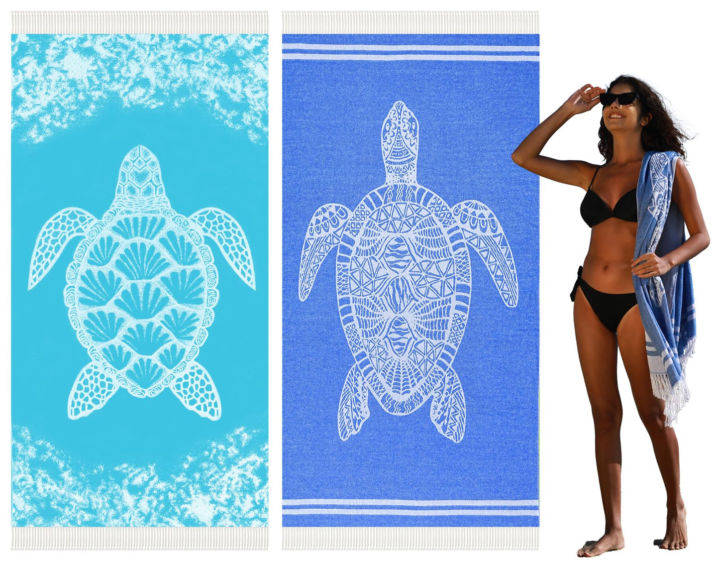 Widdonen Turkish Beach Towel,Extra Large 79x36,2 Pack,Quick Dry,Compact