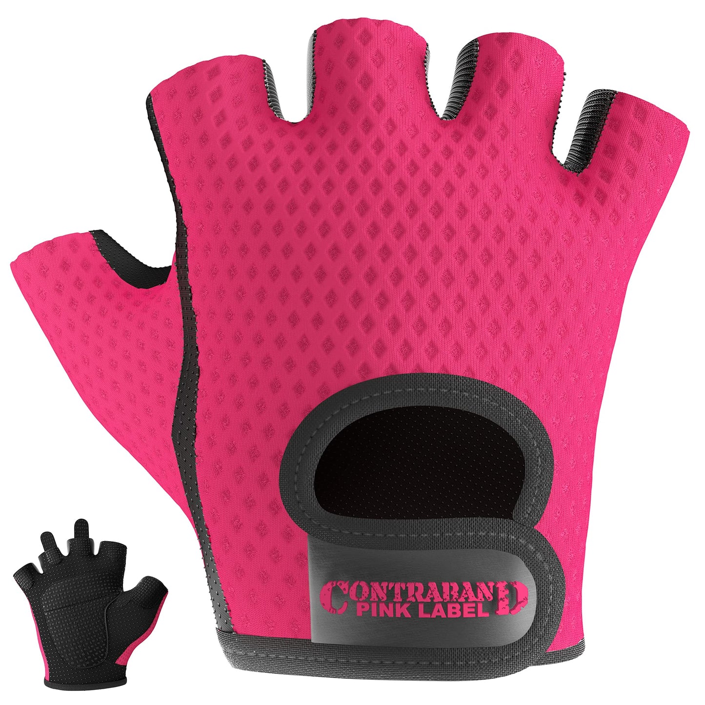 5307 Womens Designer Workout Gloves | Low Sweat Diamond Mesh Fabric w/Grip-Lock™ Silicone Palm (Pink, X-Small)