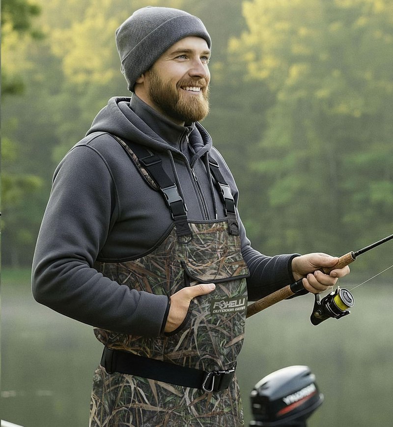 Foxelli Waterproof Chest Waders - 4mm Neoprene Hunting & Fishing Gear for Men & Women | Durable & Comfortable