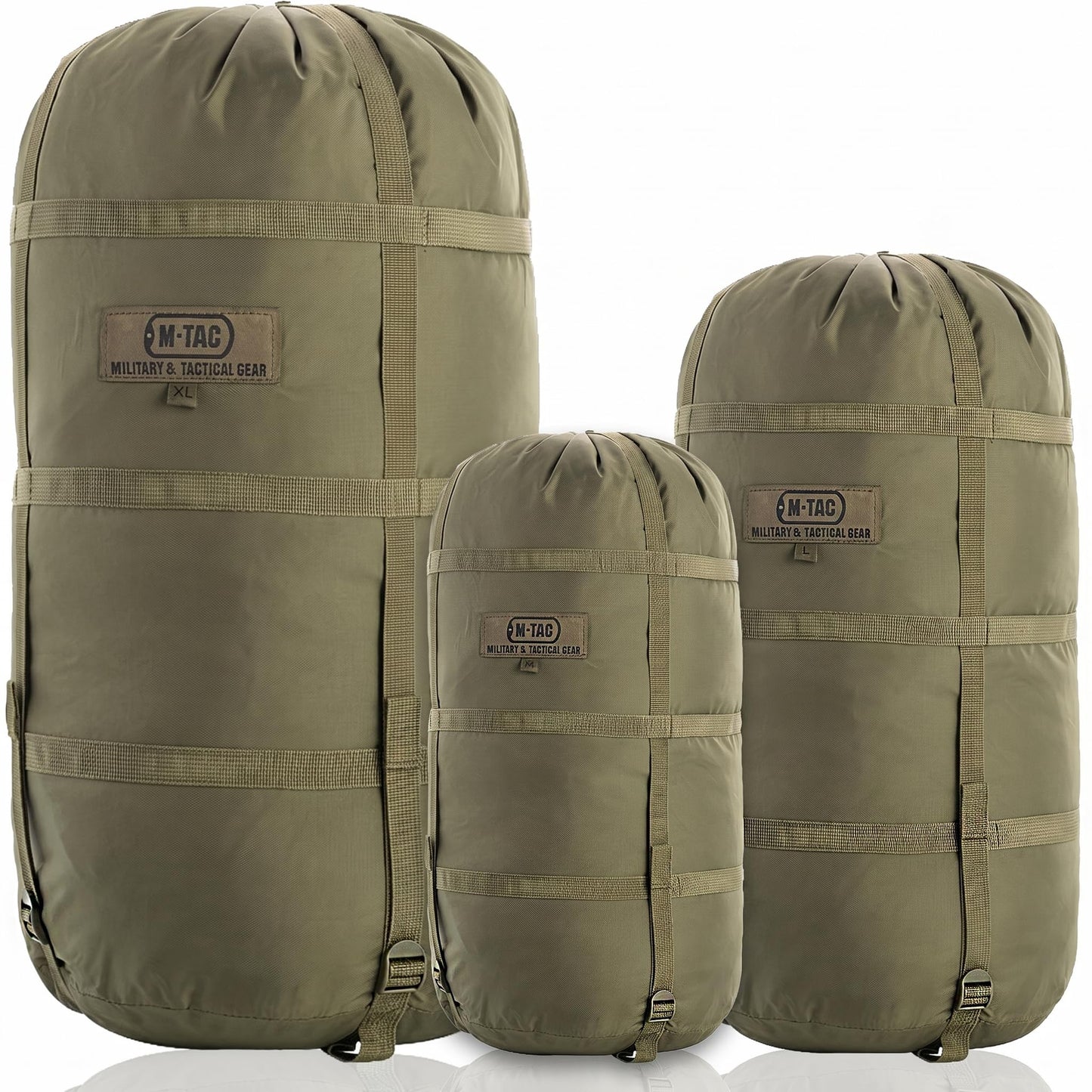 M-Tac Compression Stuff Sack for Sleeping Bag Military Water Resistant Compression Bag Lightweight Nylon Compression Sack for Travel, Camping, Hiking, Outdoor (Olive, L - 24 Liters)