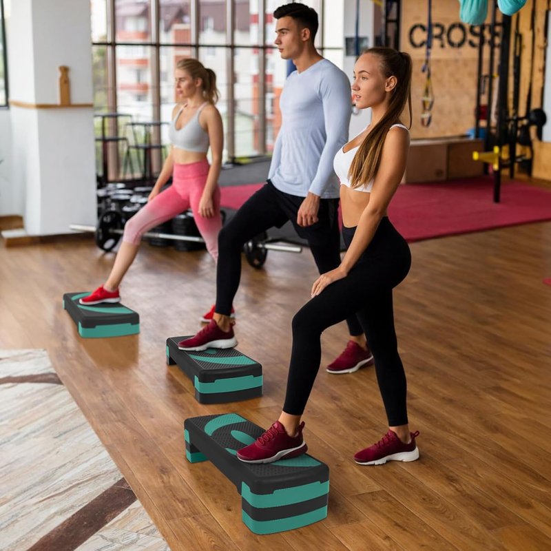 Step Aerobic Platform - Adjustable Height Fitness Stepper with Stackable Risers for Home Gym | Cardio & Strength Training