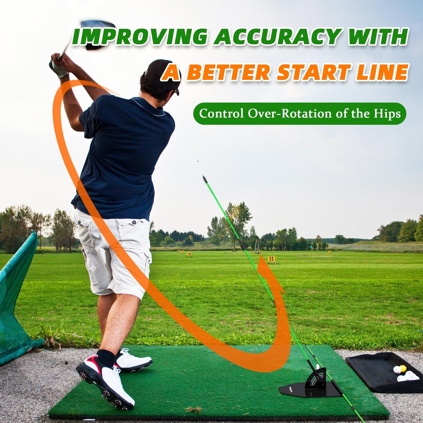 Vhelyom Golf Alignment Stick Holder Set - Adjustable Angle Training aid for Correcting Swing Path, Portable Practice Tool for Indoor/Outdoor Golfers