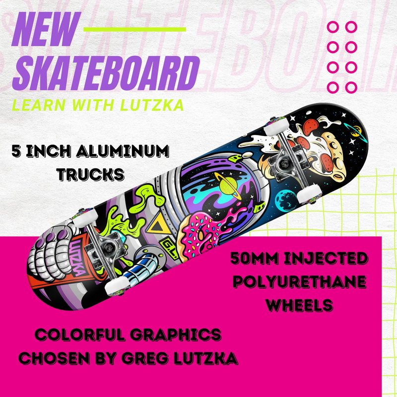 Roller Derby Lutzka Astronaut Skateboard by Roller Derby for Beginners, Kids, Youth, Boys and Girls