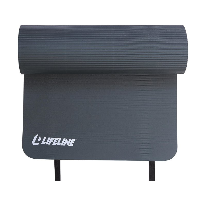 Lifeline Exercise Mat Pro - Extra Thick - Double-Sided with 5/8" Dual Texture Foam for Pilates, Stretching and Bodyweight Training, Charcoal