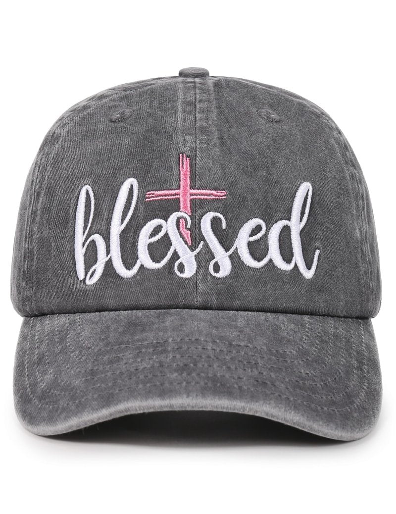 InnoBeta Christian Hats for Women, Blessed Hat for Women, Adjustable Vintage Christian Baseball Cap Washed Cotton Embroidered Hat