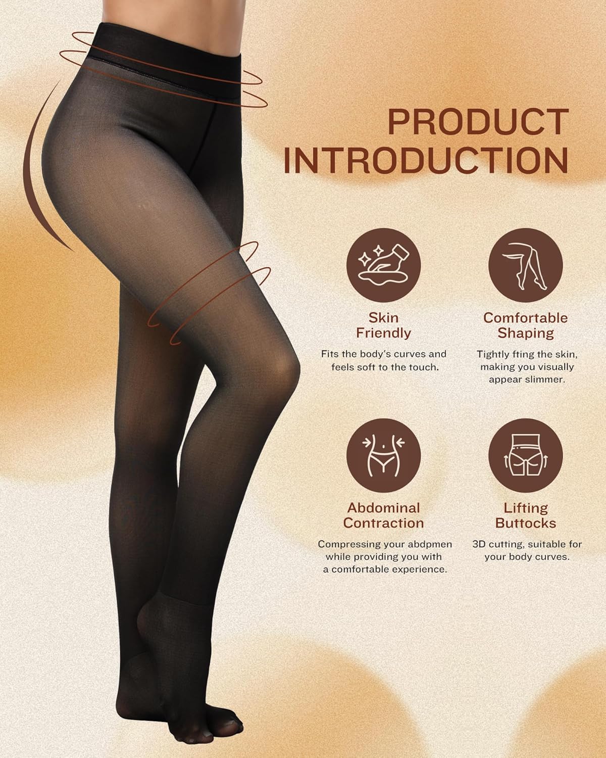 Women's Fleece Lined Tights - Warm Fake Sheer Pantyhose for Winter | Thick Leggings