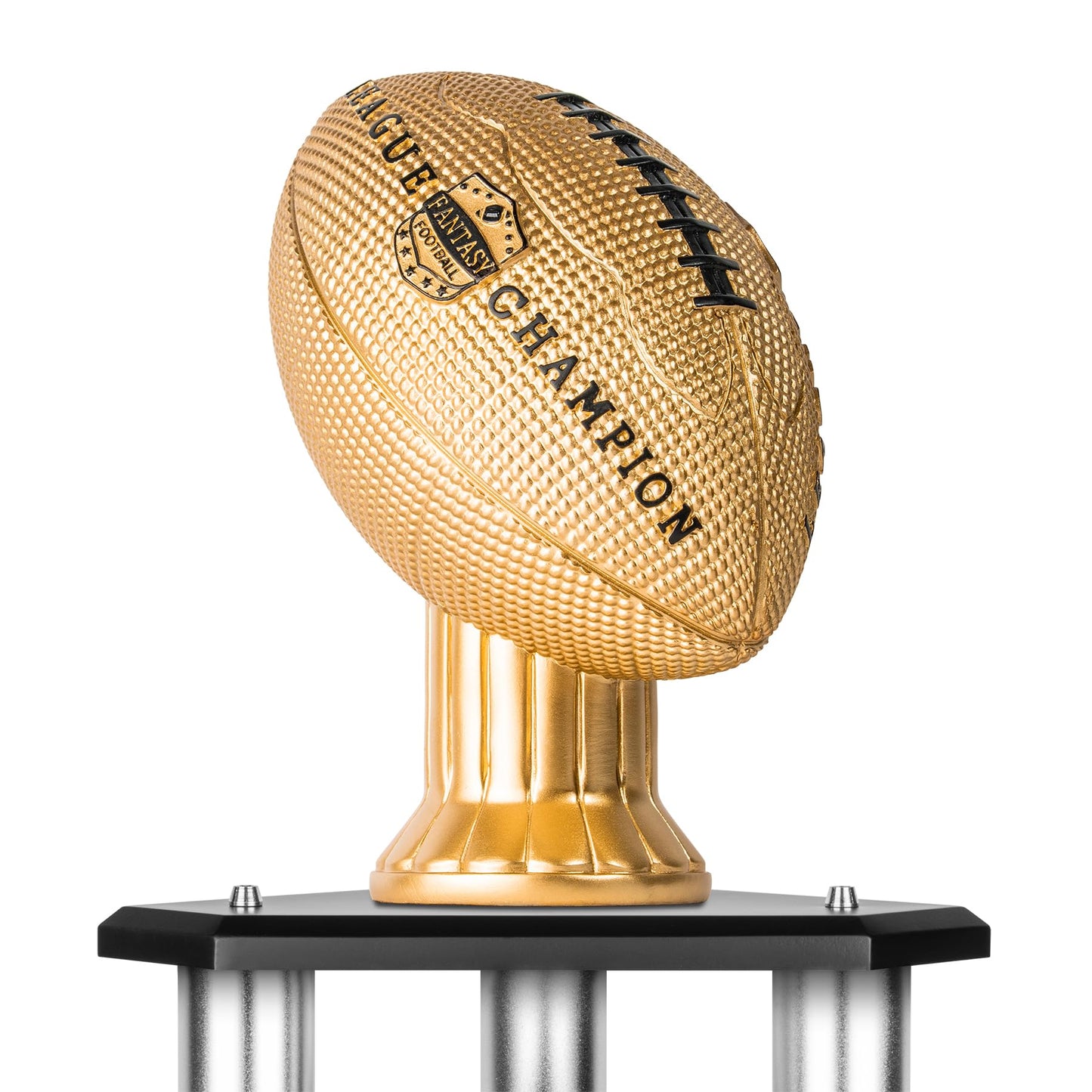 TrophySmack Perpetual Fantasy Football Trophy - Customizable Championship Trophy Award Winner | Free Engraving up to 19 Years Past Winners, 56 Inch Tall (Silver Gold)