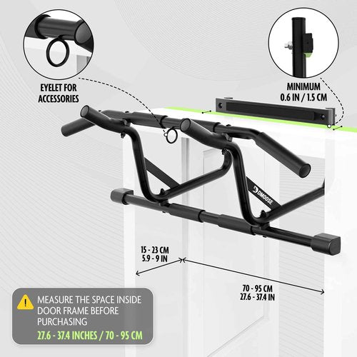 DMoose Pull Up Bar for Doorway - Upto 250 Lbs Capacity, Chin Up Bar with No Screwing & No Slipping Hanging Bar with Padded Handles for Strength Training, Door Frame Pullup Bar with Installation Guide (Black)