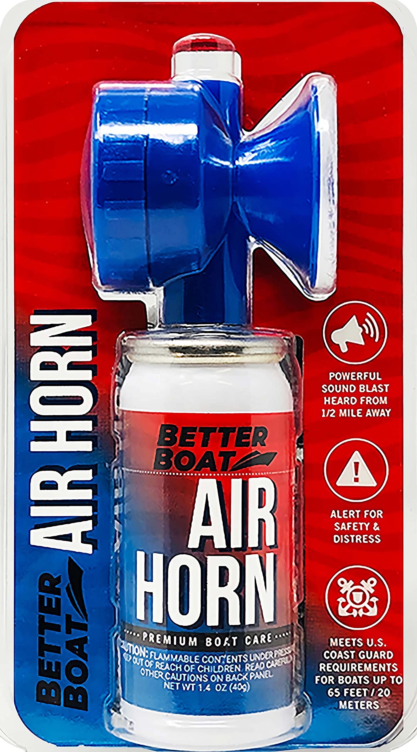Air Horn 1.4 oz 120 dB, Compact Emergency Signal Horn for Boating Safety Walking Camping, Handheld Fog Horn Heard 1/2 Mile, Made in USA - Better Boat