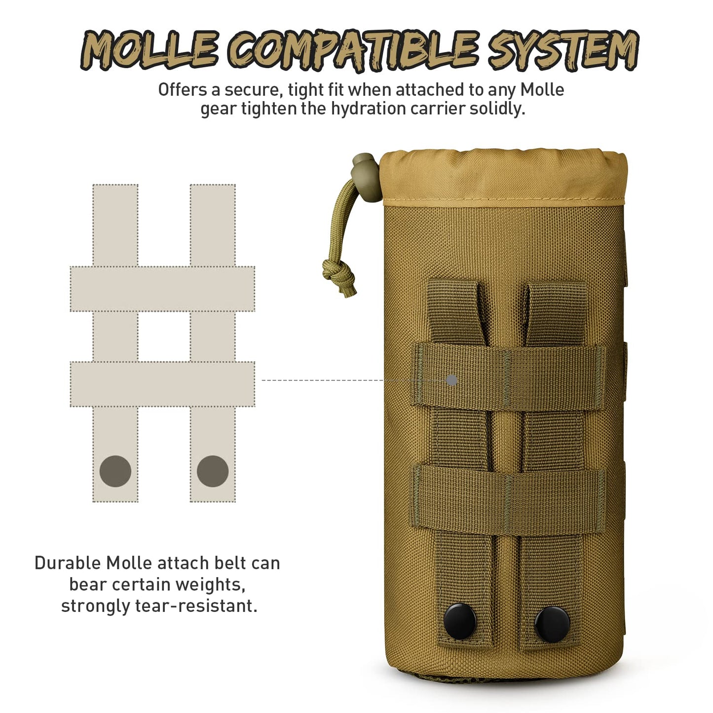 Gonex Tactical Military MOLLE Water Bottle Pouch Tan