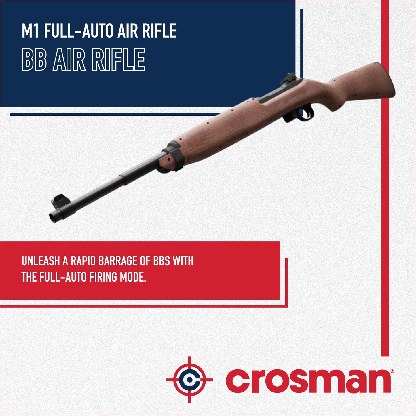 Crosman CFAM1 Full Auto CO2-Powered BB Air Rifle with 300 Round Reservoir - Semi or Full Auto Action, Adjustable Sights, All-Weather Synthetic Stock - Brown