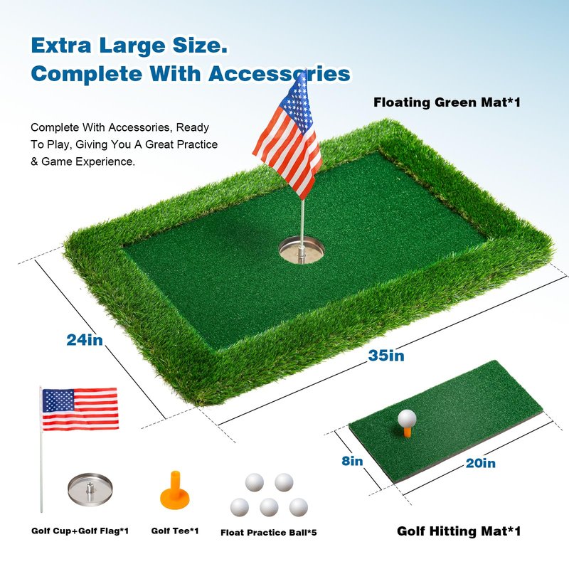 PLBBJH Floating Golf Green for Pool, Various Sizes (35"x24"/47"x35"/63"x47") to Suit Your Needs, Floating Chipping Green-Ideal for 2-4 Golfers Competing and Improving Skills in Outdoor and Pool Games