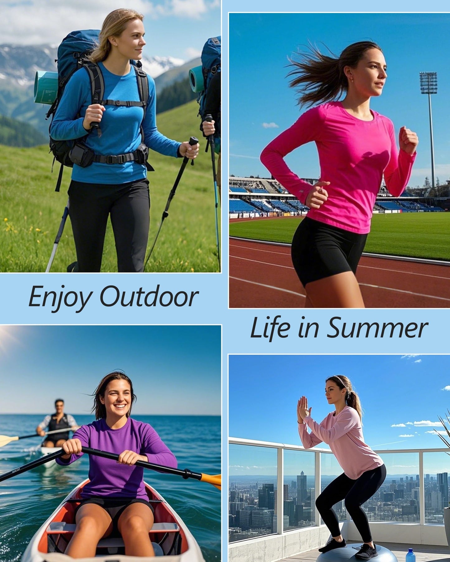 isnowood Womens Long Sleeve Rash Guard, UV UPF 50+ Sun Protection Shirts, Quick Dry Lightweight Tops for Swimming Workout Hiking Running