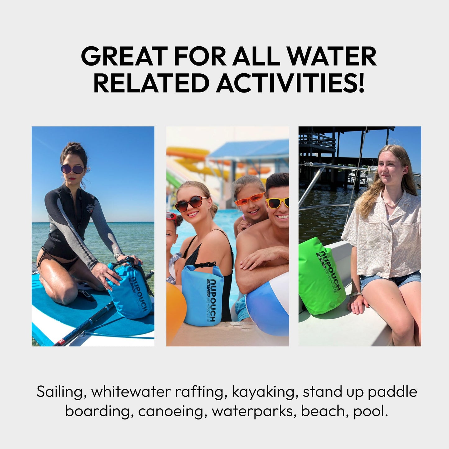 Nupouch Waterproof Dry Bag: 10L Green Roll Top Lightweight Dry Storage Bag, Backpack for Travel, Swimming, Boating, Kayaking, Camping, or Beach