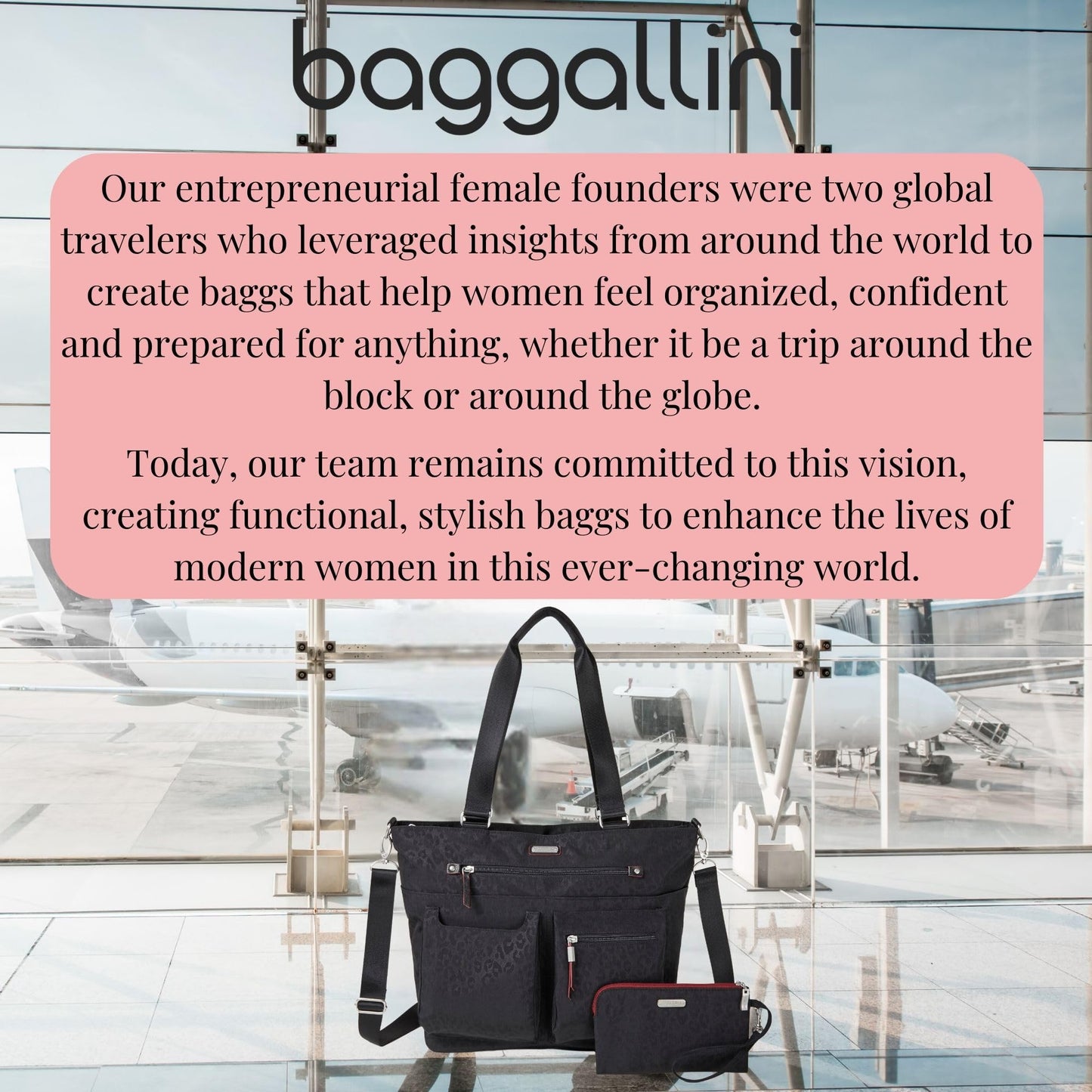 Baggallini Any Day Tote with RFID Phone Wristlet - Adjustable Crossbody Tote Bag for Women - Lightweight Travel Bag