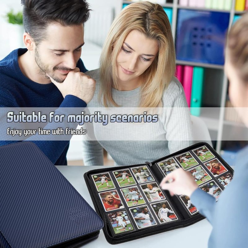 Premium 9-Pocket Trading Card Binder - Double-Sided PU Collection Album for MTG, TCG & Sports Cards | Navy Blue