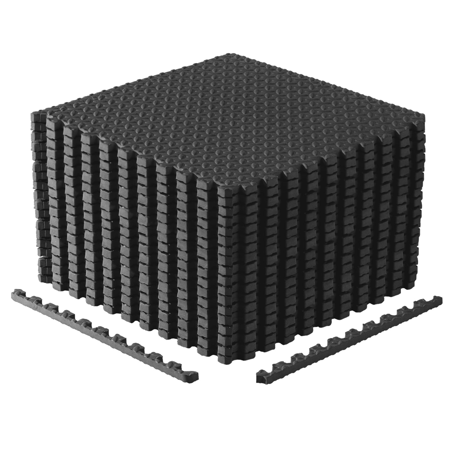 CAP Barbell 3/4-Inch Interlocking EVA Foam Exercise Puzzle Mat Home Gym Flooring - 3 Pack | 24" x 24" x 3/4" | Diamond Pattern - Black
