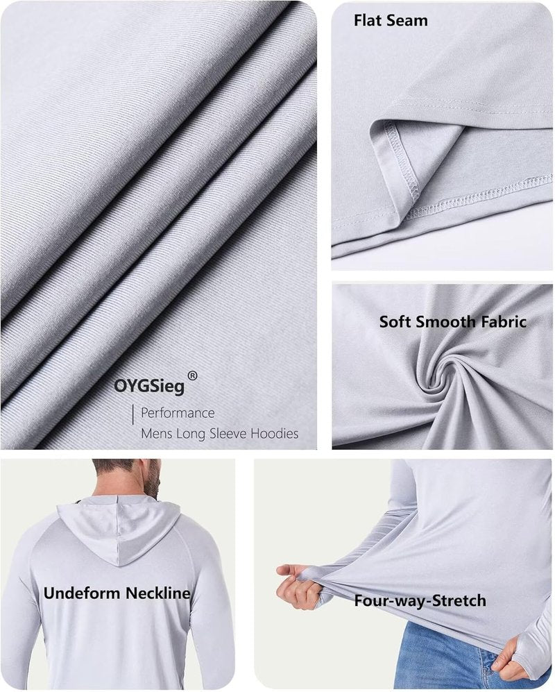 Men's Athletic Hoodies - UPF 50+ UV Sun Protection Fishing Shirt | Long Sleeve Rash Guard