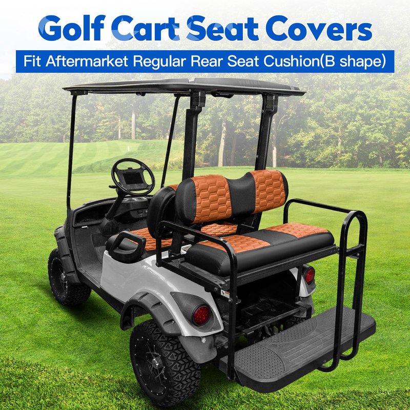 NOKINS Golf Cart Seat Covers, Fit for YAMAHA/G29/Drive2 OEM Standard Front Seat Cushion, Yamaha Accessories Vinyl Seat Covers, No Nails Required(Carbon Fibre Black and Black)