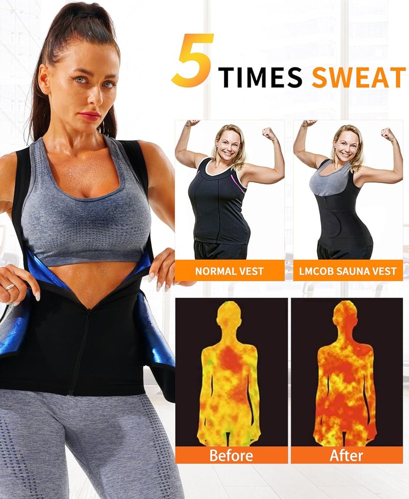 Sauna Vest for Women - Waist Trainer Workout Sweat Vest with Zipper | Heat Trapping Design