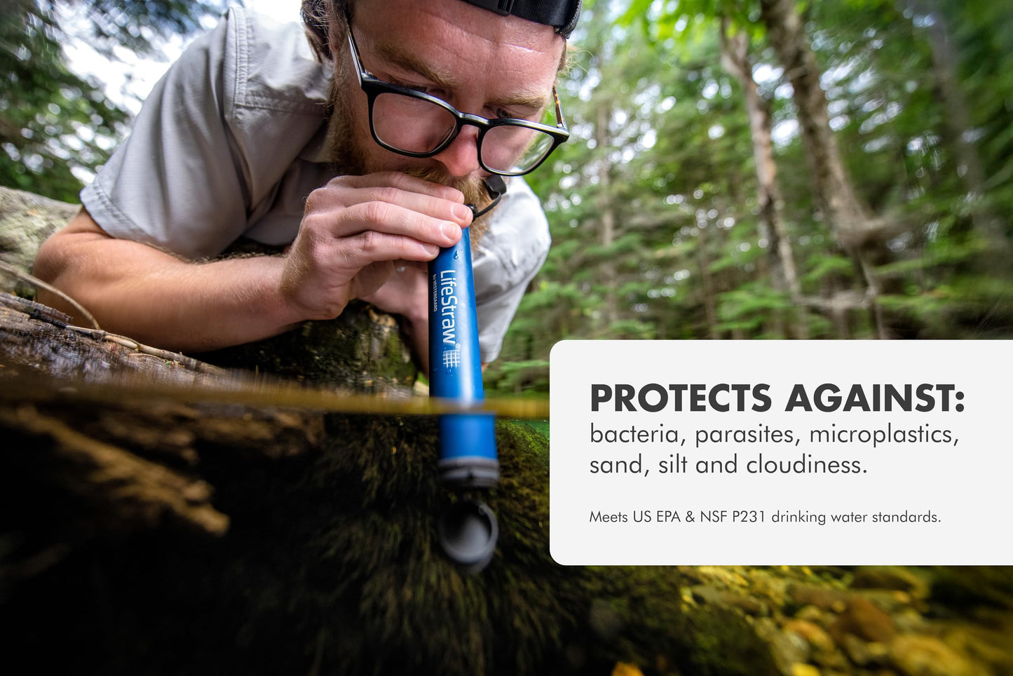 LifeStraw Personal — Water Filter for Hiking, Camping, Travel, and Emergency Preparedness, 2 Pack, Blue