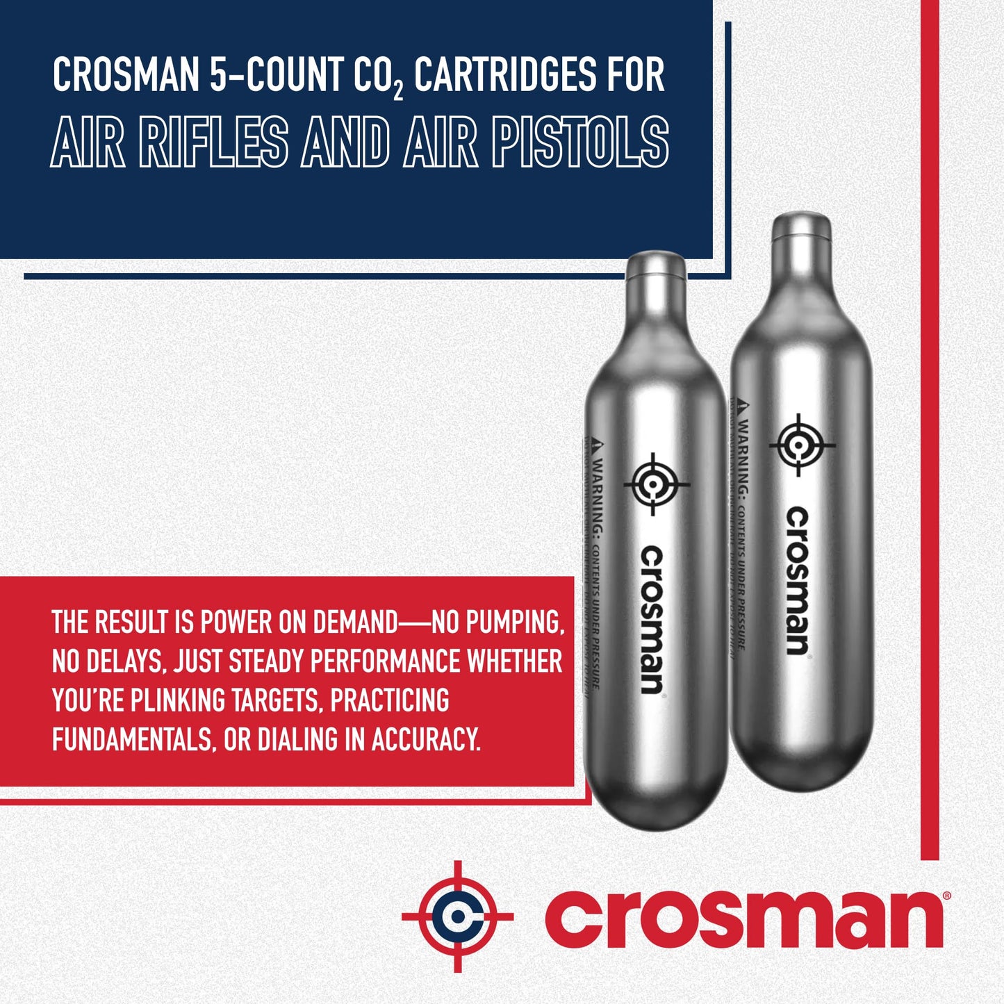 Crosman Powerlet CO2 Cartridges for Air Rifles, Air Pistols & Paintball - Snug Fit, Leak-Free Seal, Durable Metal Construction - Made in USA, Multi-Pack Options