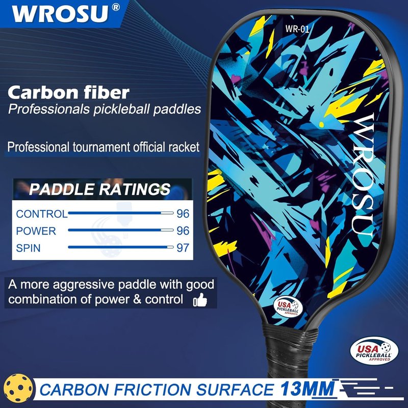 Carbon Fiber Pickleball Paddles Set - USAPA Approved Lightweight Rackets for All Ages | 2 or 4 Paddles, Balls & Bag