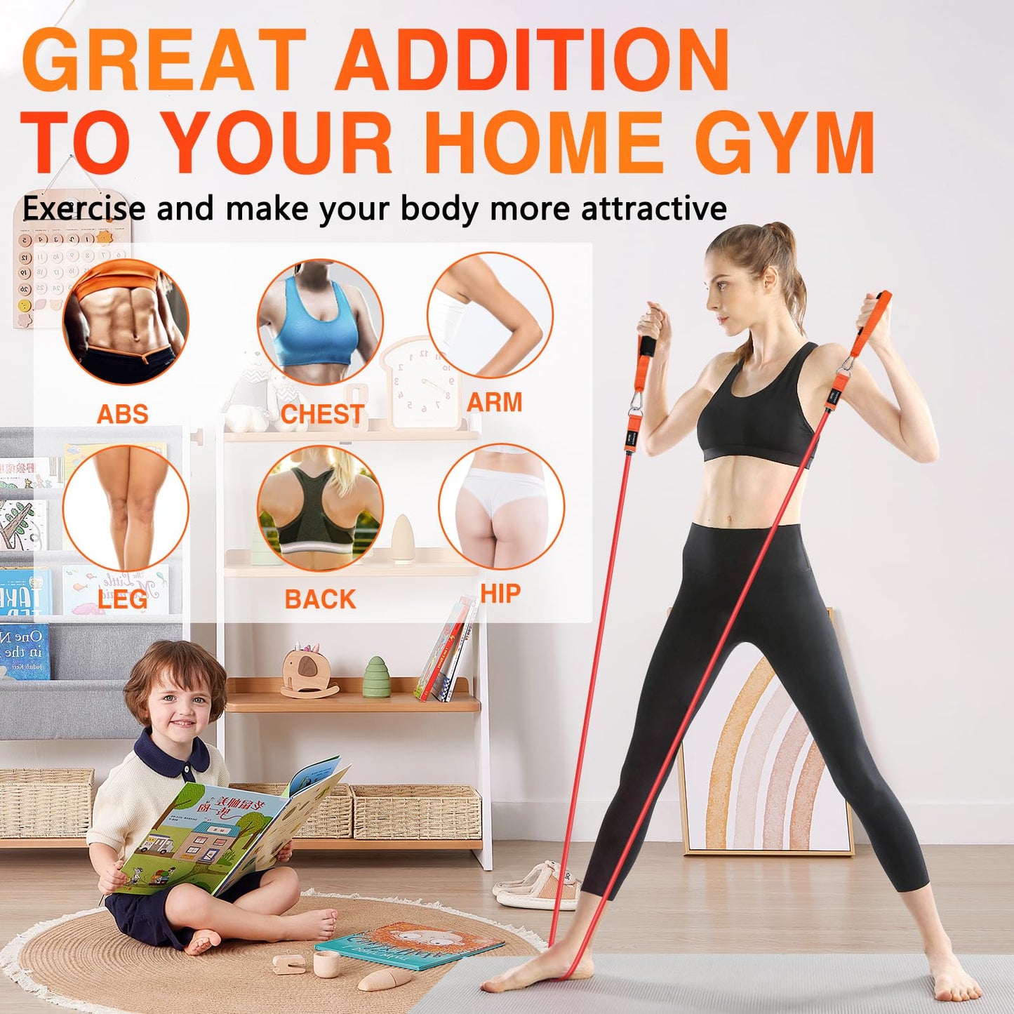 EASYMAKE Resistance Bands, Exercise Bands, Workout Bands with Handles, Door Anchor and Ankle Straps, Resistance Bands for Working Out Strength Training, Physical Therapy, Shape Body, Yoga, Home Gym