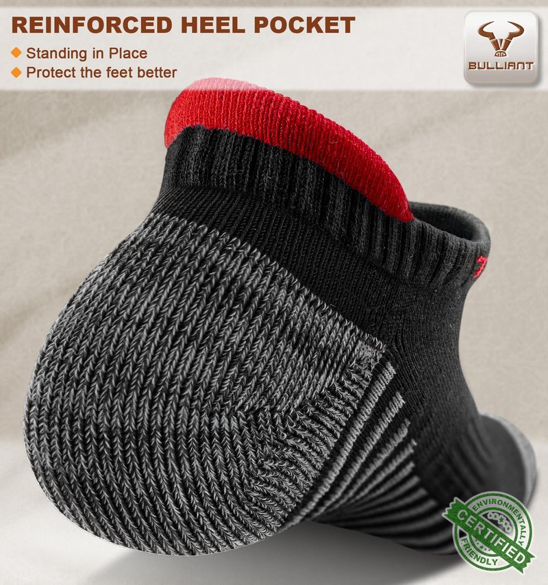 BULLIANT Women Ankle Socks, Active Low-Cut Sock Cushioned Footbed Arch Support for Running Walking Sneakers(6Pairs,Shoes Size:Women 8-10)