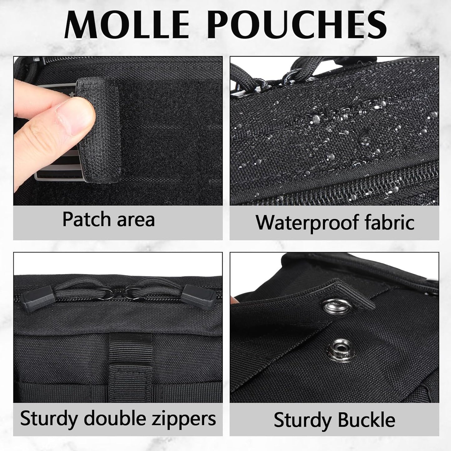 Tactical Molle Utility Pouch Set - Water-Resistant EDC Tool Bags for Men | Includes US Flag Patch & Keychain
