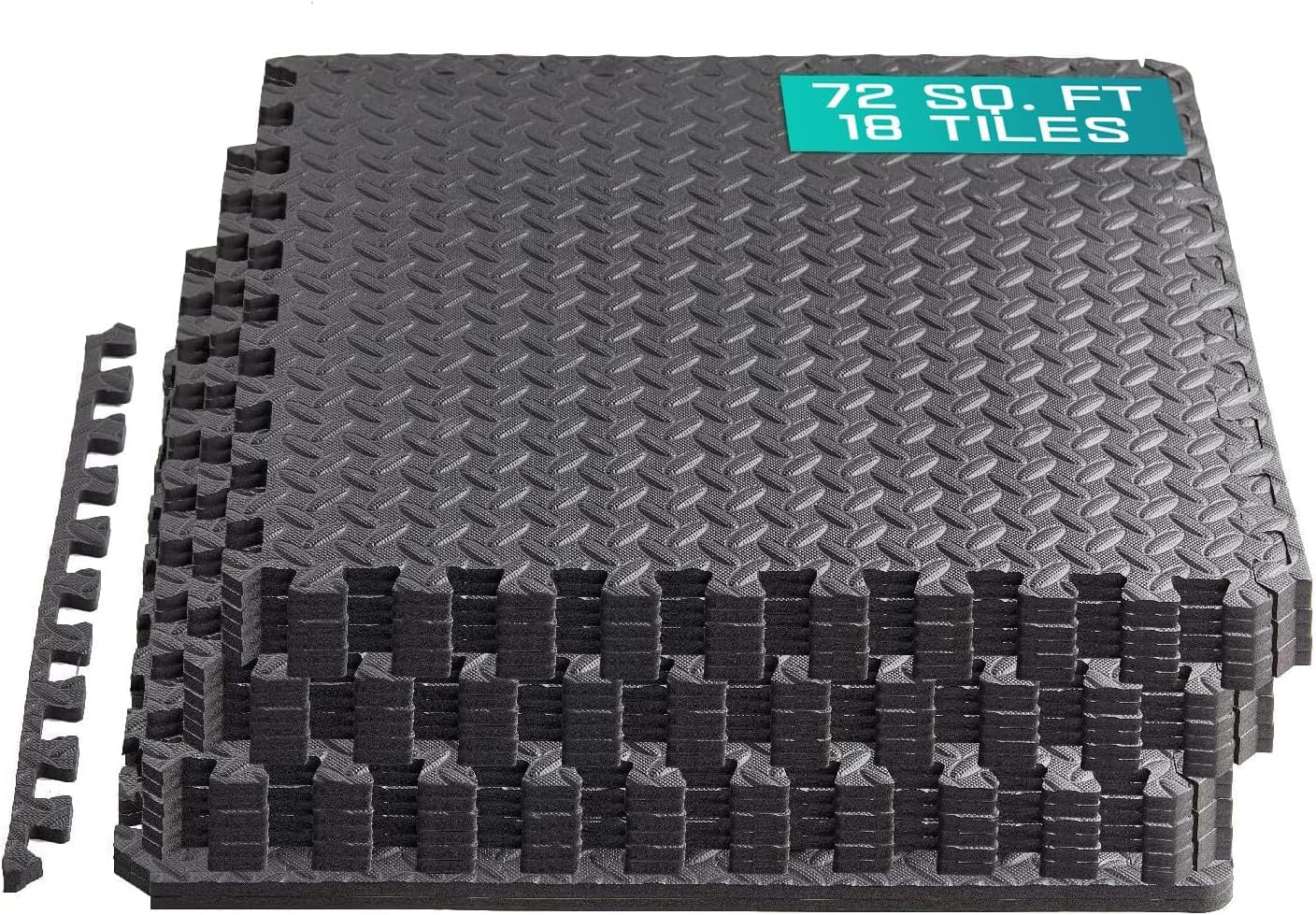 Yes4All Interlocking Foam Tiles, Non-Slip Foam Floor Tiles for Home Gym- Black,18 Tiles 24"x 24"x 7/16" Cover 72 Sqft