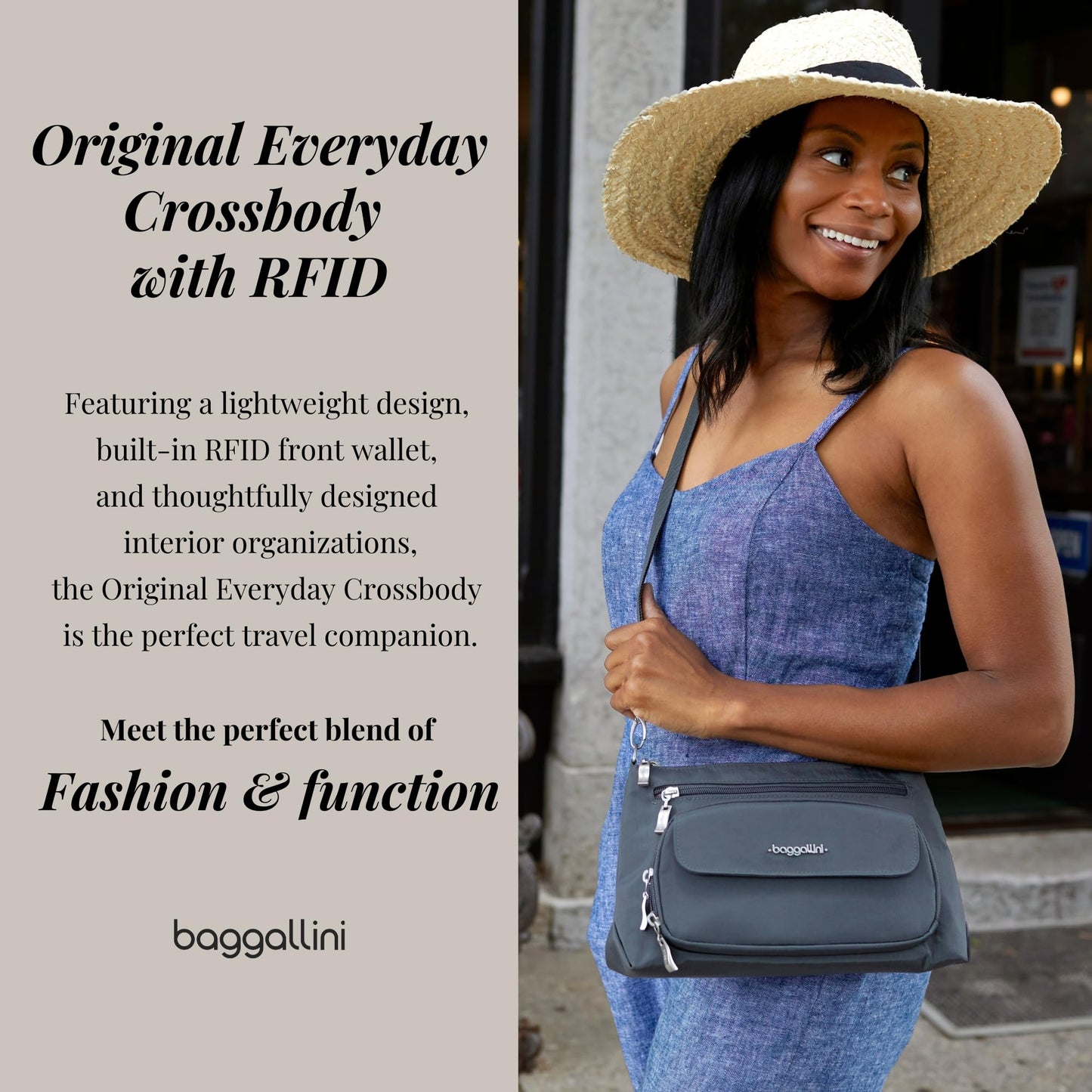 Original Everyday 10.5x7.5 Crossbody Bags for Women RFID Protected Lightweight Nylon Zippered Travel Purse