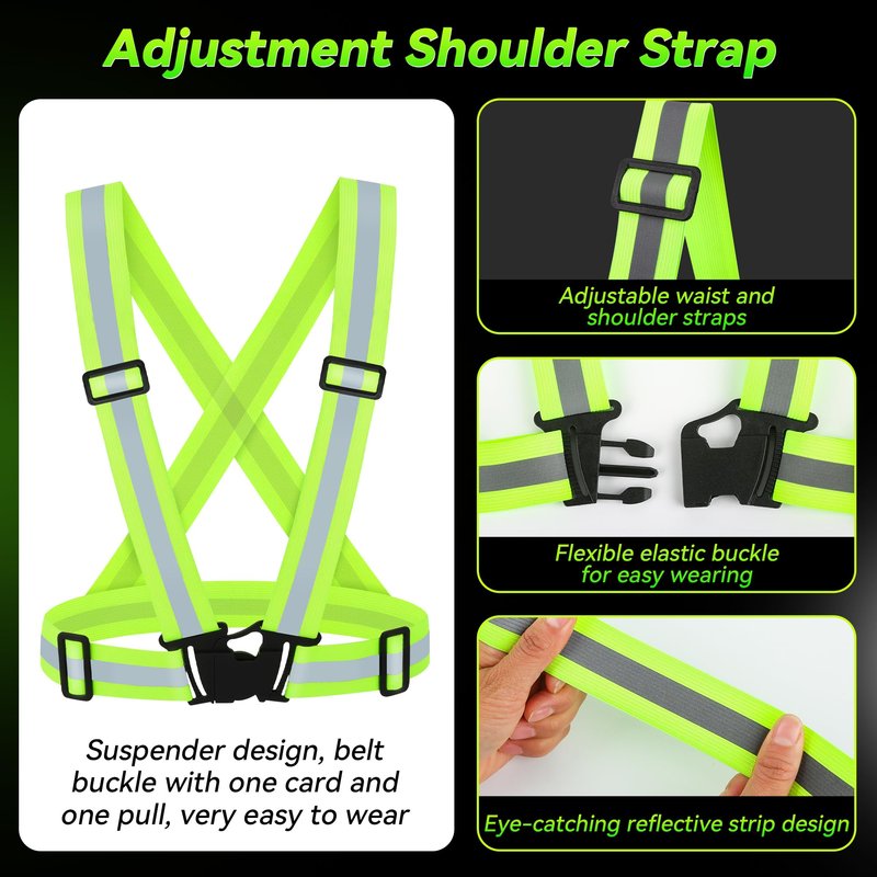 UMIKOOL DIRECT 10PCS Reflective Vest Running Gear, High Visibility Adjustable Safety Vest for Outdoor Motorcycle, Dog Walking