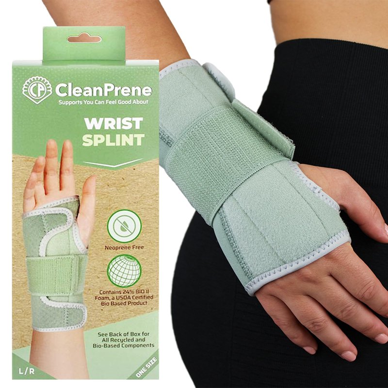 CleanPrene Wrist Splint- Sustainable, Biobased Wrist Support Brace- One Size, Fits Left or Right Wrist