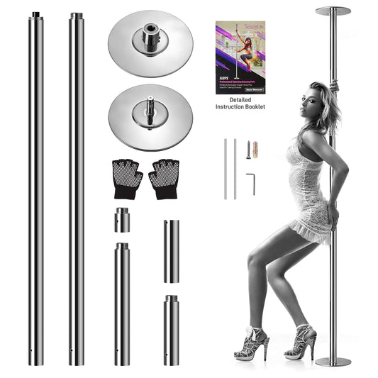 SereneLife Professional Upgrade Spinning Dance Pole - Portable & Removable Stripper Fitness Pole, Adjustable & Smooth Connection, Great for Training & Exercise SLDPS