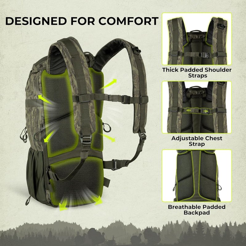 KastKing BearHauler Turkey Hunting Vest - Convertible Daypack, Thick Seat, Hydration Pocket | Quiet Fabric, Multiple Pockets